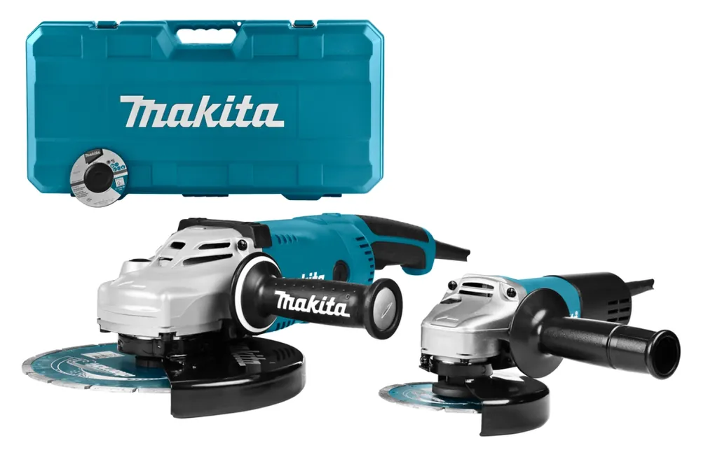 Meuleuses d‘angle - Makita DK0054 x 1 - Jeu Meuleuse d‘angle (GA9020R / 9558NB) + 2 disques diamanté en malette - 2200W / 840W - 230 x 125 mm