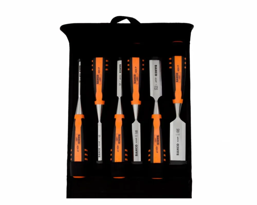 Bahco 424P-S6-PP - Jeu de burins avec manche revêtement caoutchouc - 6 pcs/pochette en polyester