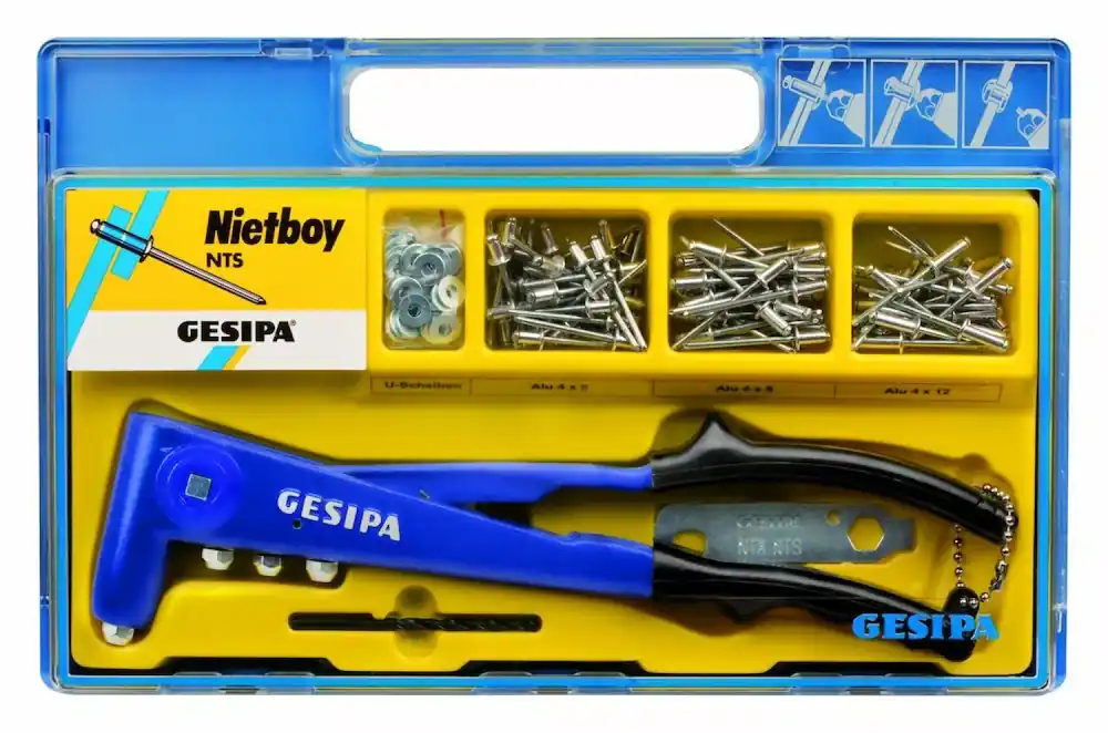 Gesipa NTS Agrafeuse Pince à rivets aveugles en coffret - 2,4-5,0mm