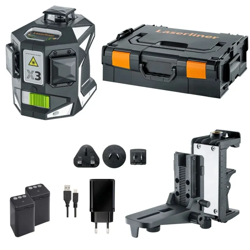 Laserliner X3-Laser Pro Laser à lignes croisées avec support mural dans L-boxx - 3 lignes - 30 m