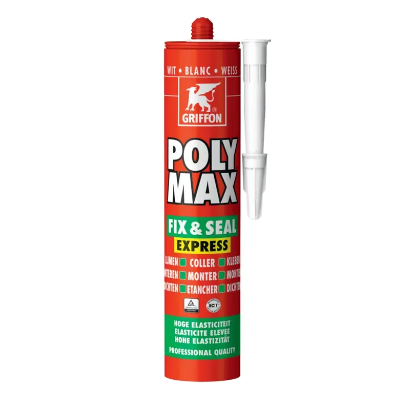 Griffon Poly Max Fix & Seal Express Colle de montage/mastic d‘étanchéité - Blanc - Tube - 425 g