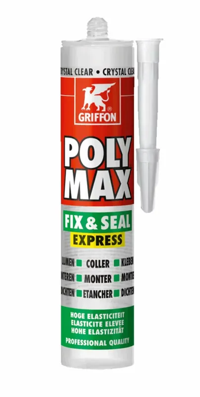 Griffon 6150452 - Colle de montage et mastic d‘étanchéité Poly Max Fix & Seal Express - Transparent - Cartouche- 300g
