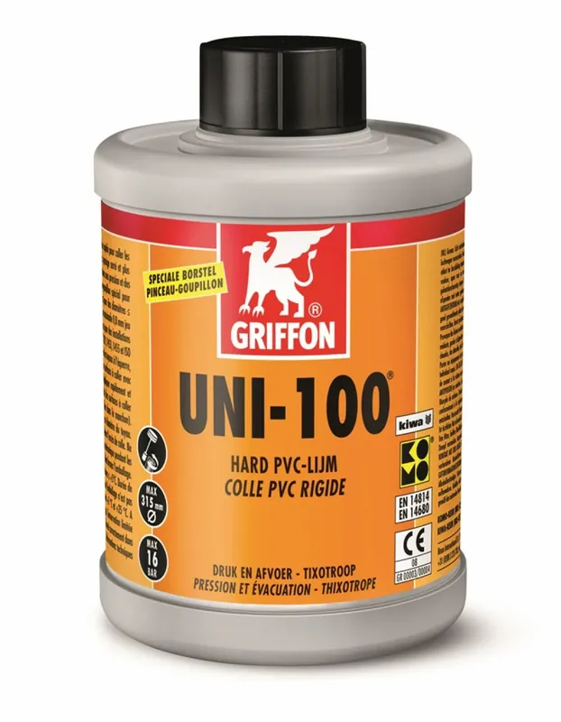 Griffon UNI-100 PVC Adhesive - Bouteille avec pinceau - 1000ml