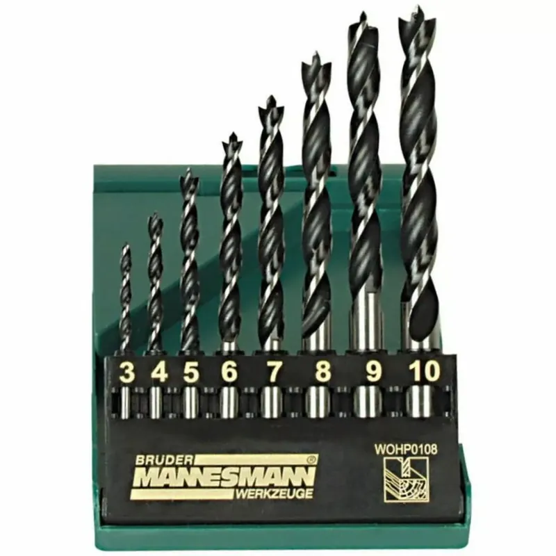 Brüder Mannesmann 54308 Coffret de perçage bois 8 pièces - 3-10mm
