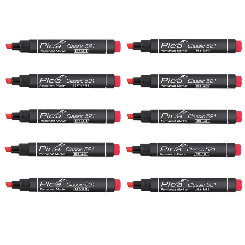 Pica 521/40 Marqueur permanent - biseau - rouge - 2-6mm (10 pcs)