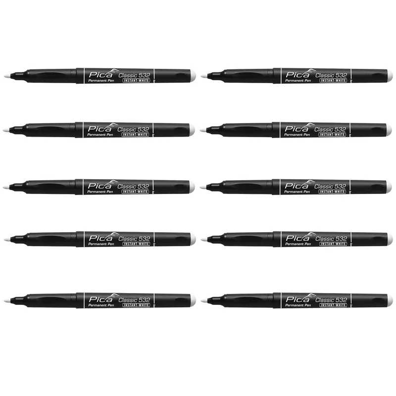 Pica 532/52 Stylo permanent classique - rond - blanc - 1-2mm (10pcs)