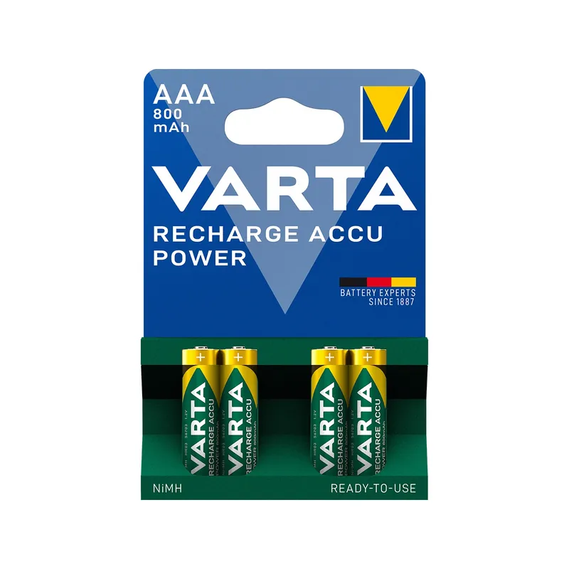 Varta Pile rechargeable AAA – 800 mAh NiMH – 4 pièces