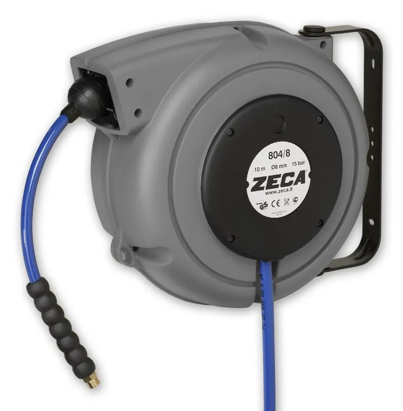 Zeca ZELU804/8/S Enrouleur de tuyau HP avec tuyau 8mm KPU - 15bar - in-/out 1/4"M