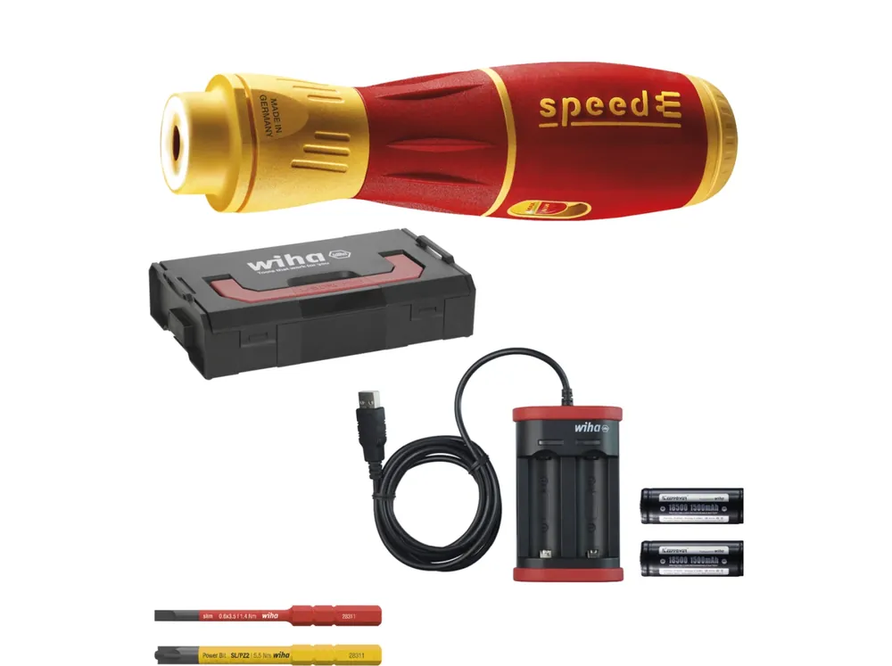 Wiha 44318 SpeedE II - Jeu tournevis à assistance électrique (7pcs) en L-Boxx mini - SL/PZ