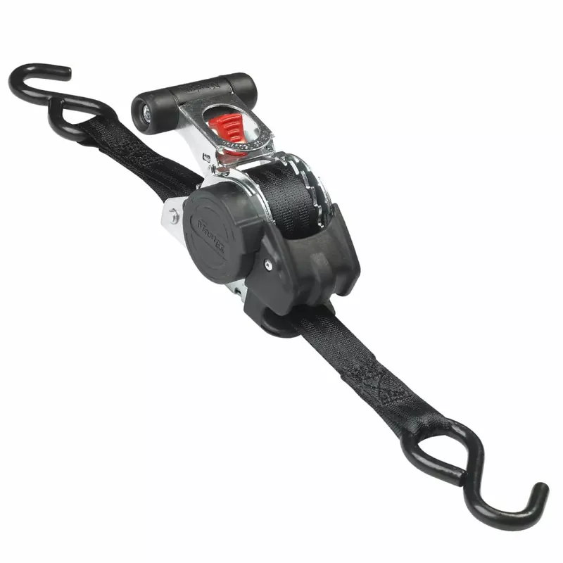 Master Lock 3248EURDAT Sangle de tension rétractable avec cliquet et crochets en S - 3 m x 25mm - noir