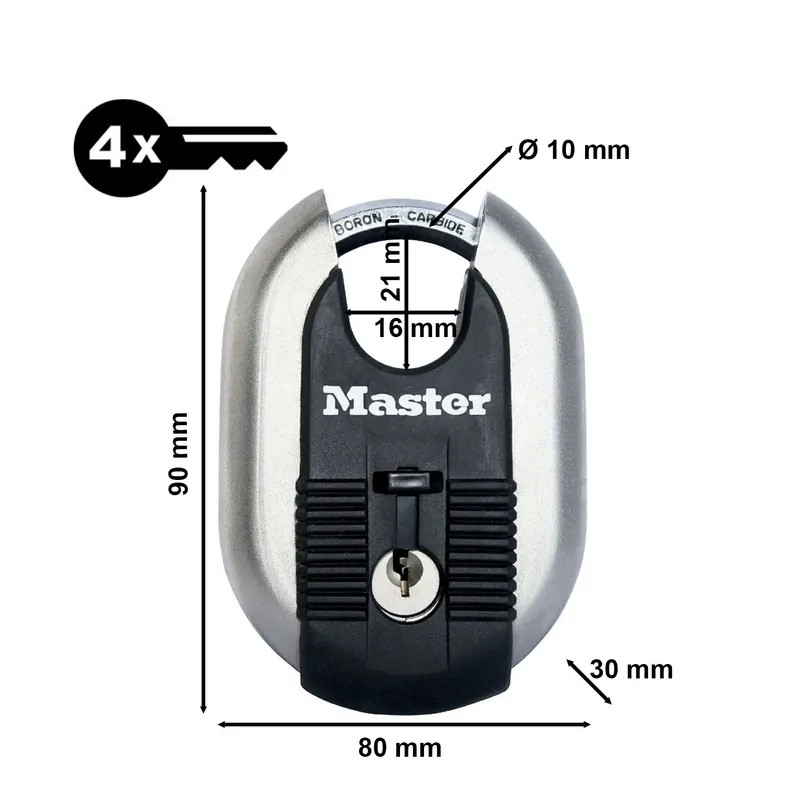 Master Lock M187EURD Cadenas Excell - Renforcé en titane inoxydable - Largeur de 60mm - Clés