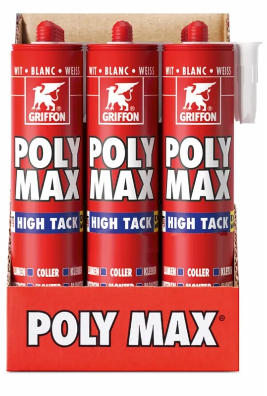 Griffon Poly Max High Tack - Colle de construction (12pcs) - blanc - cartouche - 425gr