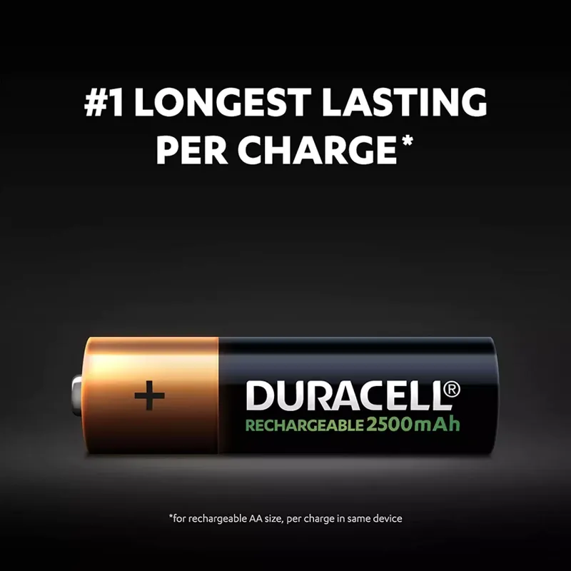 Duracell D057043 Piles rechargeables AA - 2500 mAh NiMH - 4 pièces