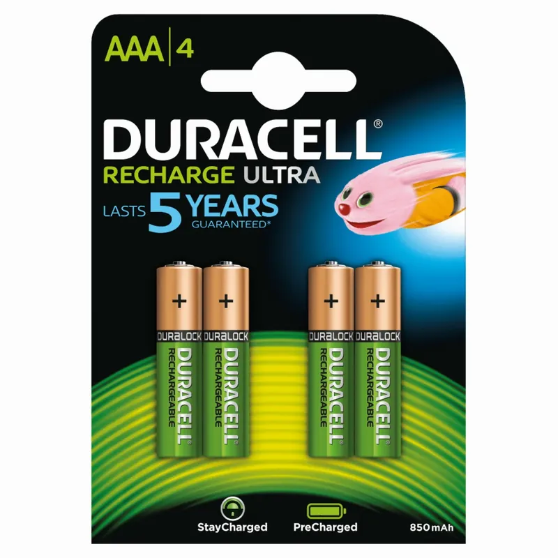 Duracell D203822 Pile rechargeable AAA - 850 mAh NiMH - 4 pièces