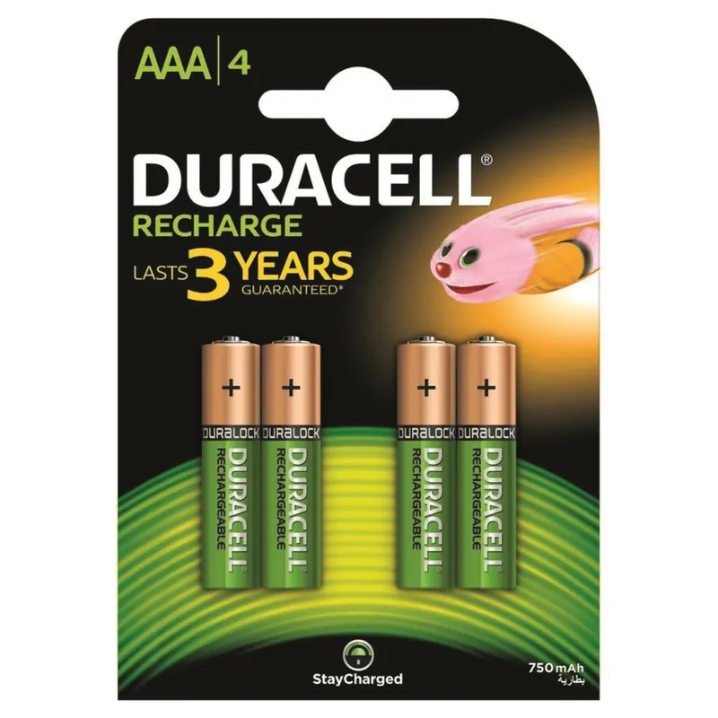 Duracell D090231 Pile rechargeable AAA - 750 mAh NiMH - 4 pièces