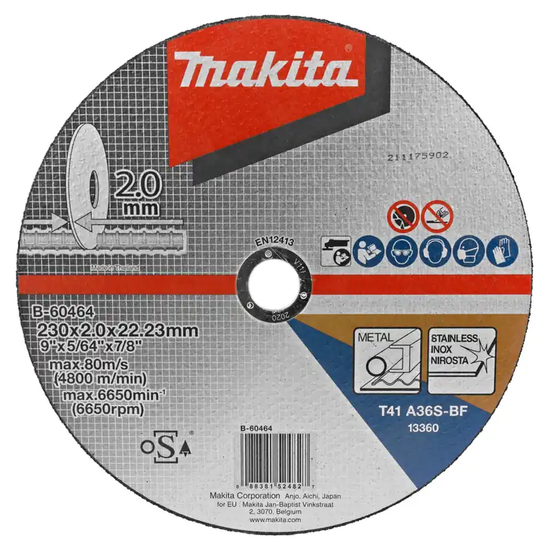 Disque à tronçonner Makita B -60464 - 230 x 22,23 x 2 mm - Acier inoxydable