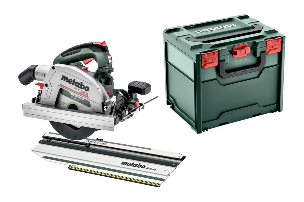 Metabo 691194000 KS 18 LTX 66 BL Scie circulaire sans fil - 18V Li-ion - brushless + Guide Rail KFS 44 - Machine seule