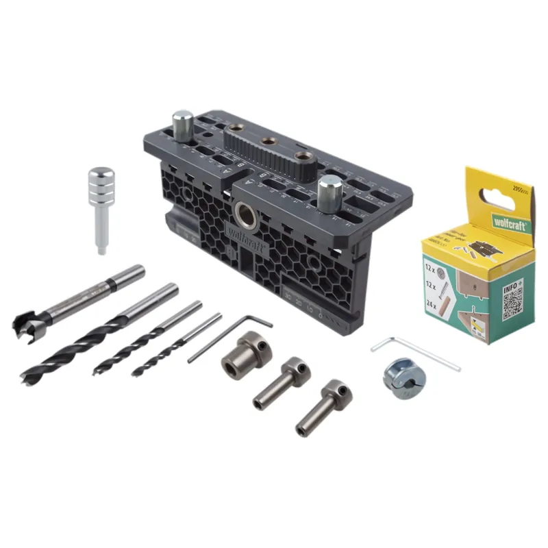 Wolfcraft 4665000 Kit de 53 pièces pour assemblages de meubles à excentrique