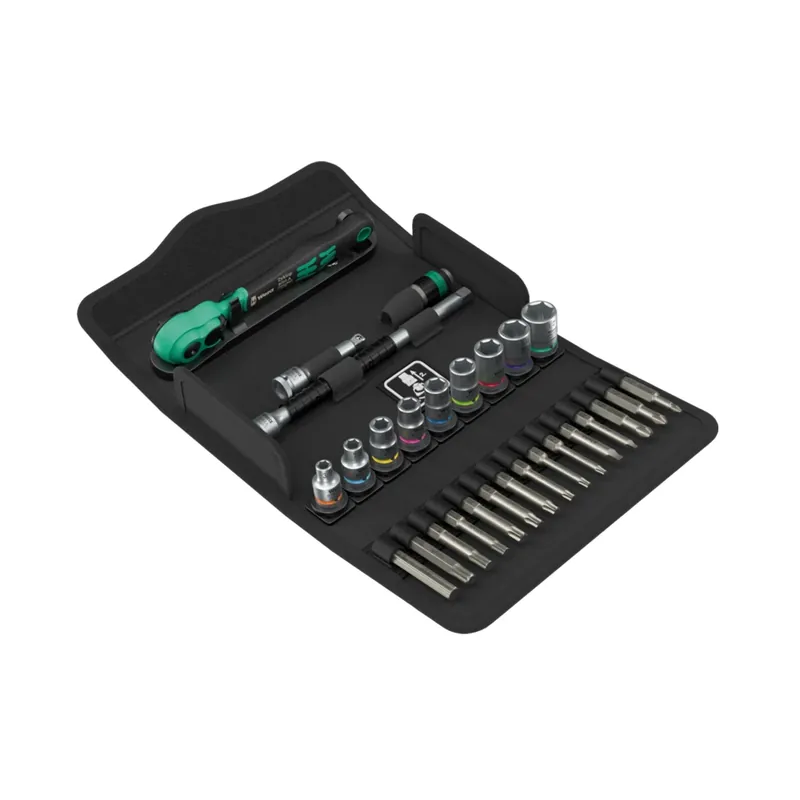 Wera 05005542001 Jeu de 28 pièces 8100 SA 15 Zyklop Comfort avec cliquet et douilles dans un étui - 1/4" - pouces