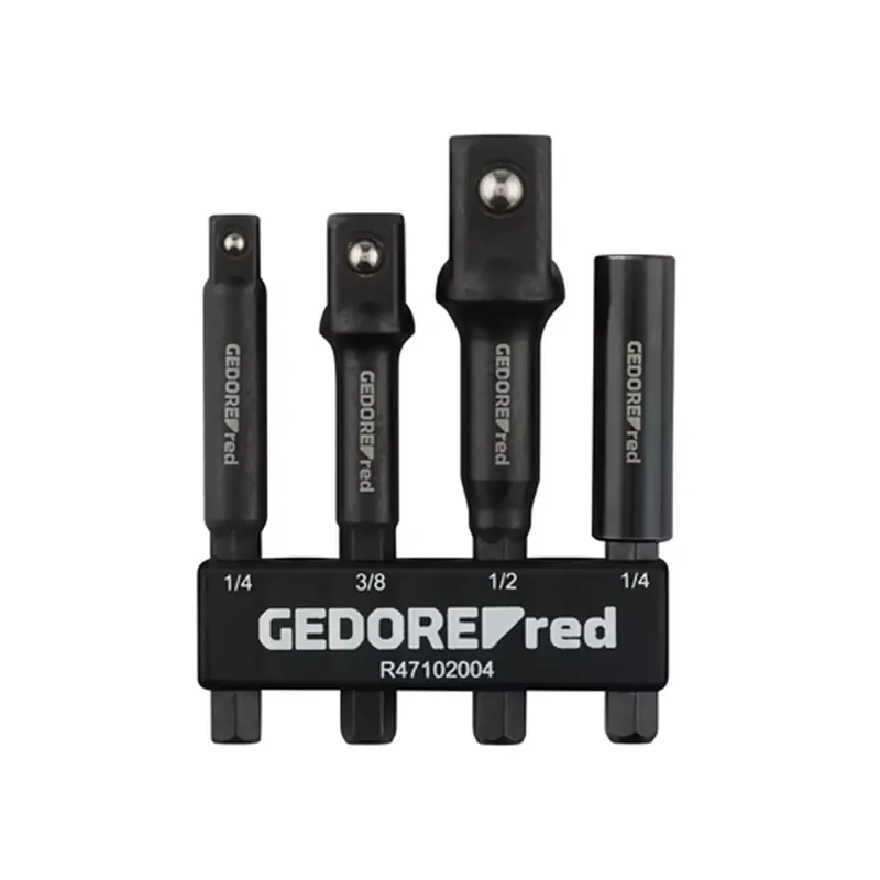 Gedore RED 3301922 Jeu d‘adaptateurs à douille 4 pièces - emmanchement 1/4 " + 1/4", 3/8" , 1/2"