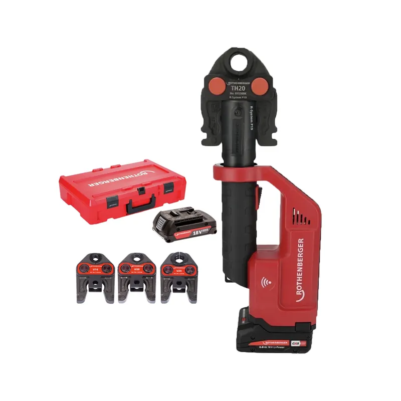 Rothenberger 1000004283 Romax Compact III 18 V, kit de pince à sertir sans fil (1 batterie 4,0 Ah + chargeur) avec mâchoire en U - 16-20-25 mm - AMPShare