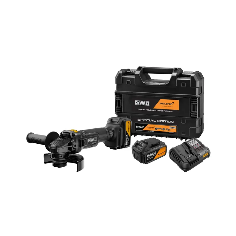 DeWALT X MCLAREN DCG45MP2T-QW Kit meuleuse d‘angle sans fil 18V XR (2 batteries 5,0 Ah + chargeur) - 125 mm