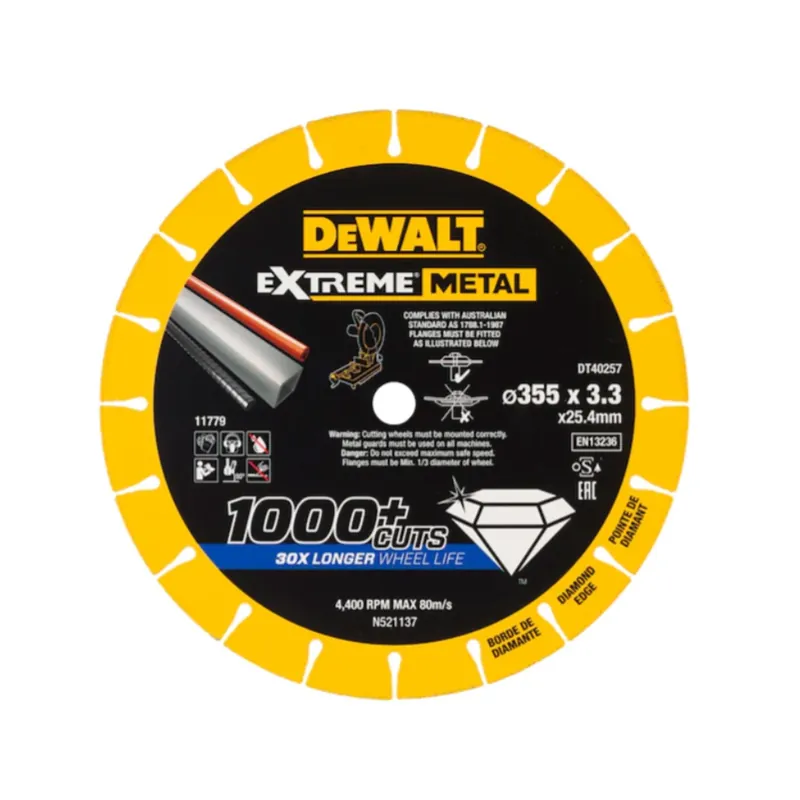 DeWALT DT40257-QZ Disque diamanté Extreme pour le métal - 355 x 25,4 x 3,3 mm