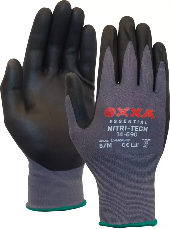 Oxxa 14-690 Gants de travail Nitri-Tech - Noir/Gris - 8/M
