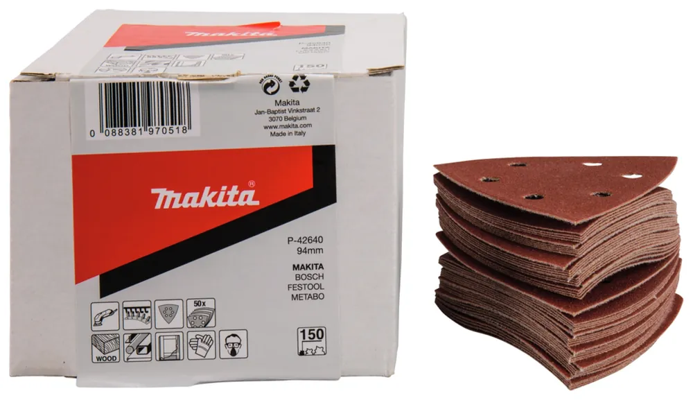 50 feuilles abrasives Delta Makita P -42640 - 94 x K150 - Bois