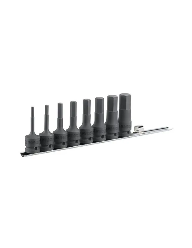 Jeu de 8 douilles tournevis impact 1/2" pour vis 6 pans creux métriques sur rack - NSHM.J8 - Facom