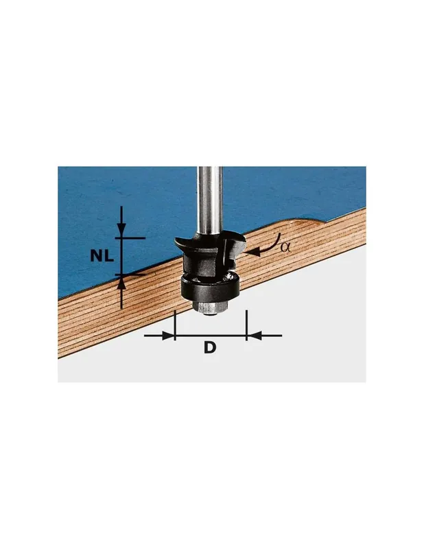 Fraise à chanfreiner/affleurer avec queue de 8mm HW S8 D24/0° +45° - Festool