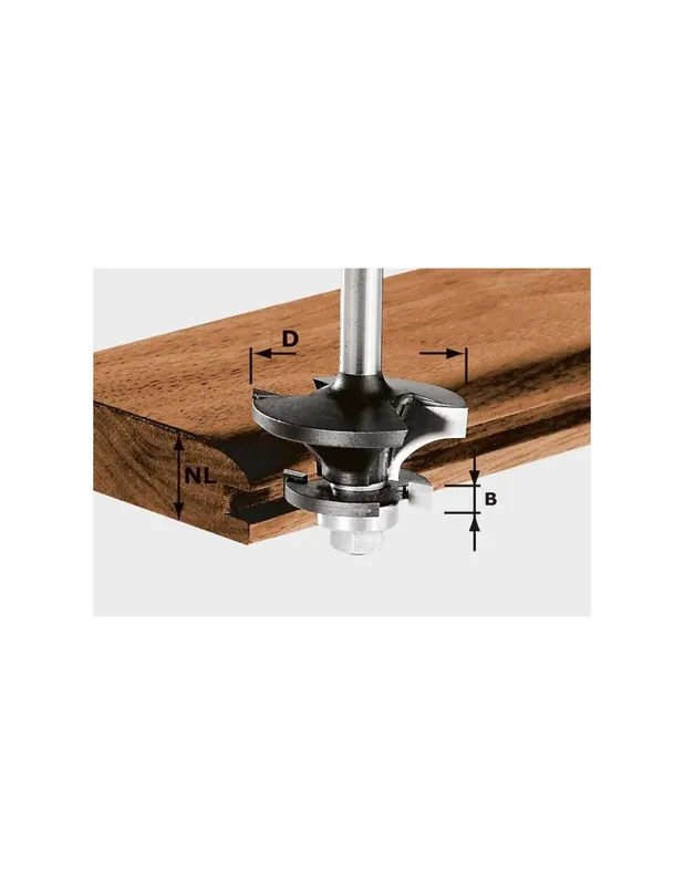 Fraise à contre-profil pour languette HW avec roulement butée queue de 8mm HW S8 D43/21 A/KL - Festool