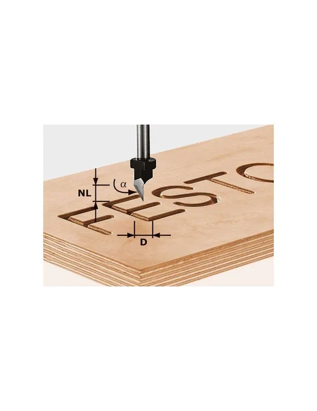 Fraise à graver HW avec queue de 8mm HW S8 D11/60° - Festool