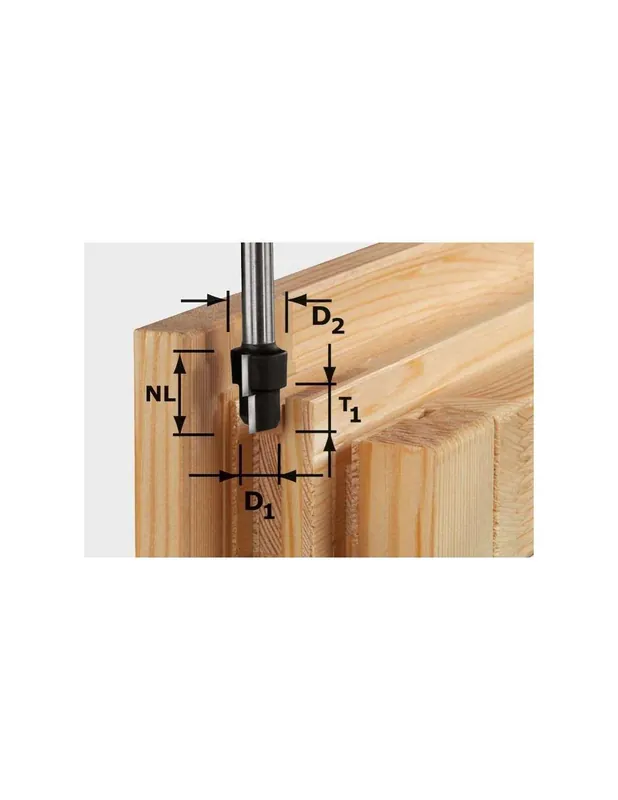 Fraise à chanfreiner HW avec queue de 12 mm HW D16,3/12,3/9,3 S12 - Festool