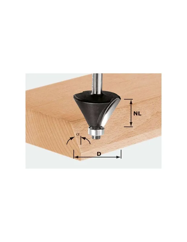 Fraise à chanfreiner HW avec queue de 8 mm HW S8 D36/45° - Festool