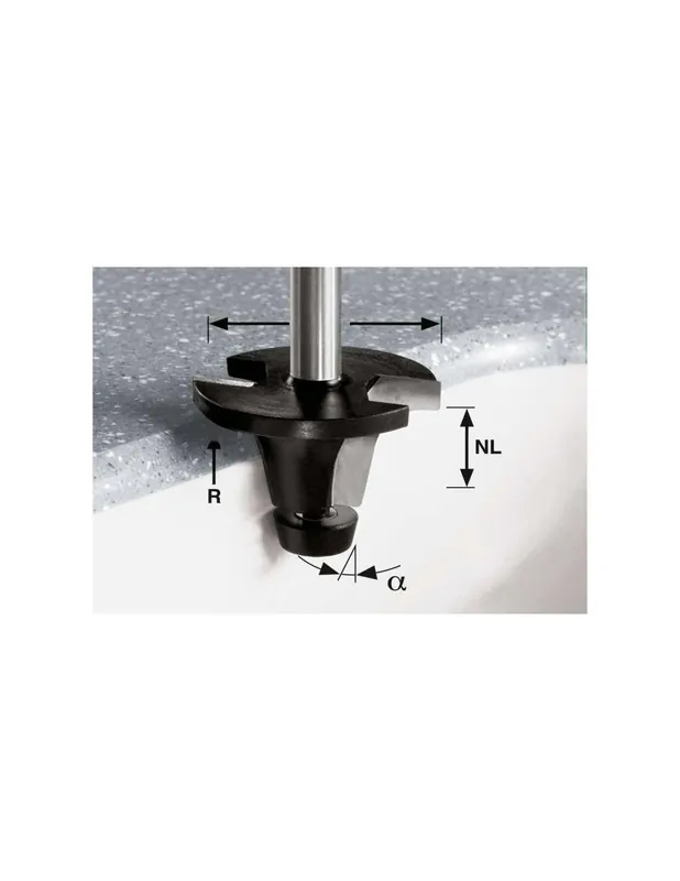 Fraise à gorge creuse HW avec queue de 12m HW R6.35/25/6° ss S12 - Festool