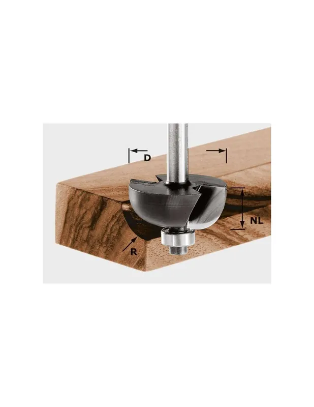 Fraise à gorge creuse HW avec queue de 8mm HW S8 D31,7/R9,5 KL - Festool