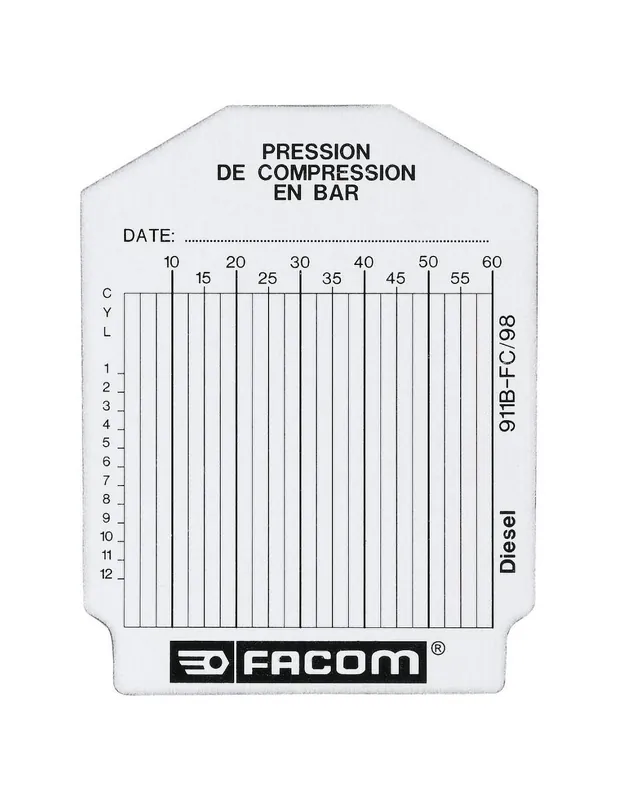 Sachet de 100 fiches de contrôle - diesel - 911B.FC - Facom