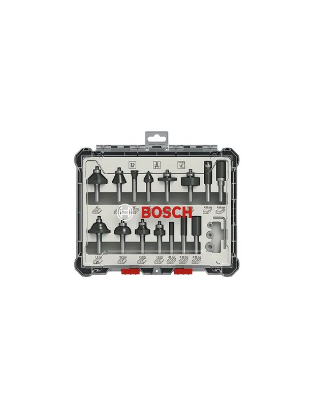 Coffret de 15 fraises mixtes à queue de 8mm - 2607017472 - Bosch