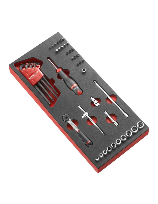 Module mousse douilles 1/4" 6 pans métriques 46 pièces - MODM.R161-36 - Facom