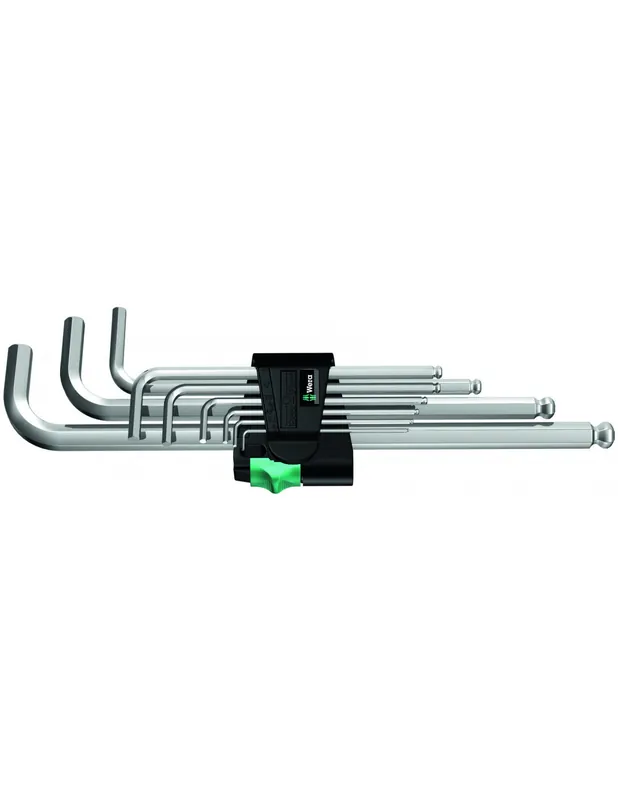 Cle mâle 6 pans tête spherique chromé 950/+ PKL hex-plus 1 SB (jeu de 9) - 05073391001 - Wera