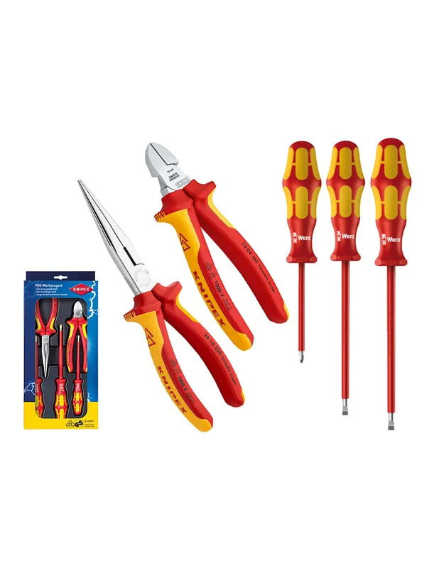 Pack outils isolés 1000V 2 pinces + 3 tournevis VDE 002013 - Knipex