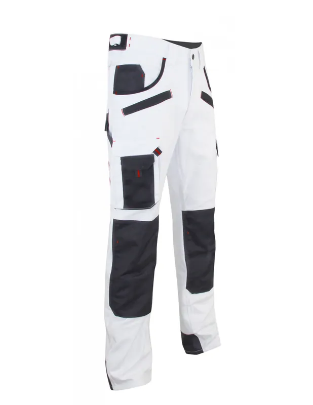 Pantalon de peintre multipoches à genouillères Blanc/Noir 1443 AEROSOL - LMA