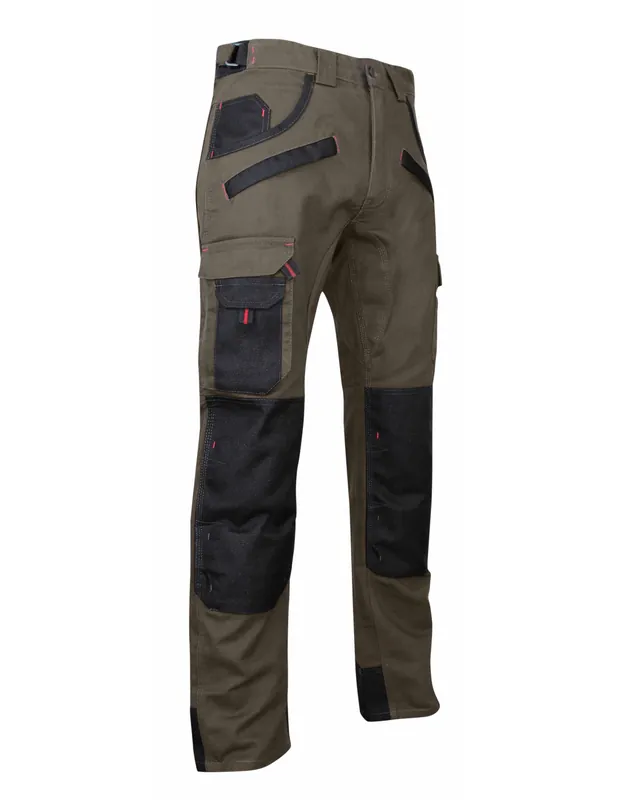 Pantalon de travail multipoches à genouillères Taupe/Noir 1489 TOURBE - LMA