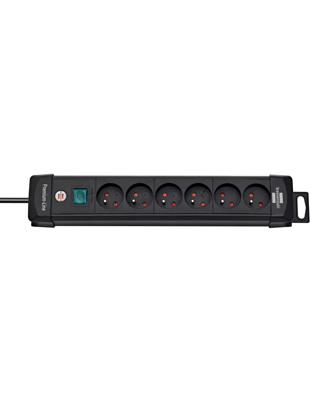 Multiprise avec interrupteur Premium-Plus Noire 3m de câble H05VV-F 3G1.5
