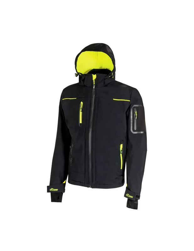 Veste de travail softshell Noir Carbone/Jaune Fluo SPACE FU187BC - U-Power