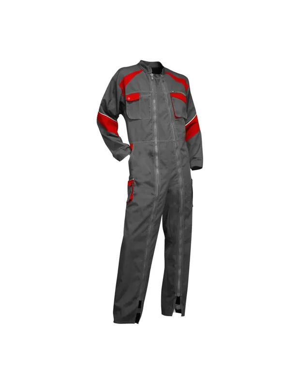 Combinaison de travail double zip Gris/Rouge LUZERNE 401221 - LMA