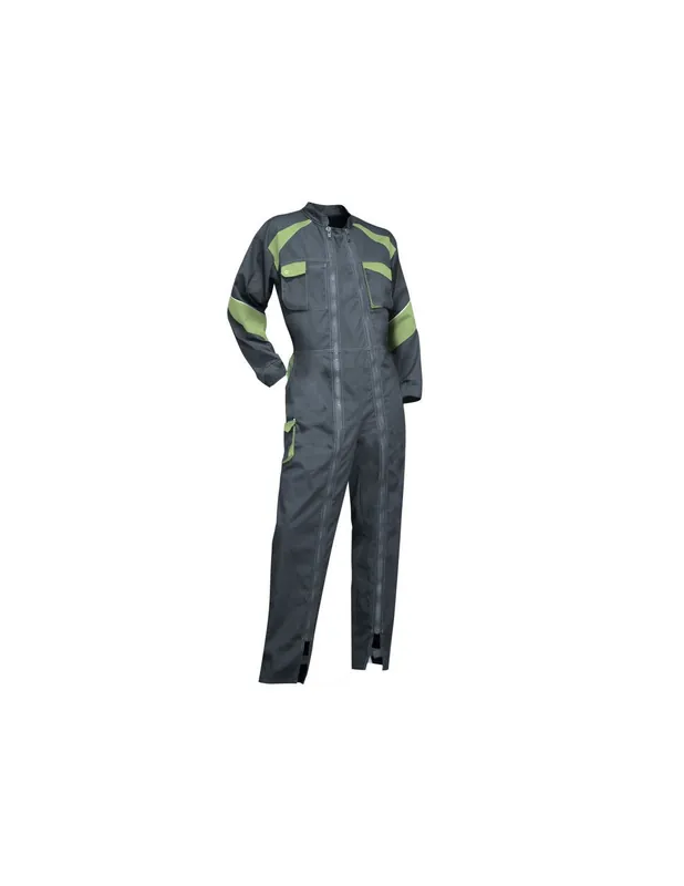 Combinaison de travail femme bicolore double zip Gris/Vert anis ORGE 401021 - LMA
