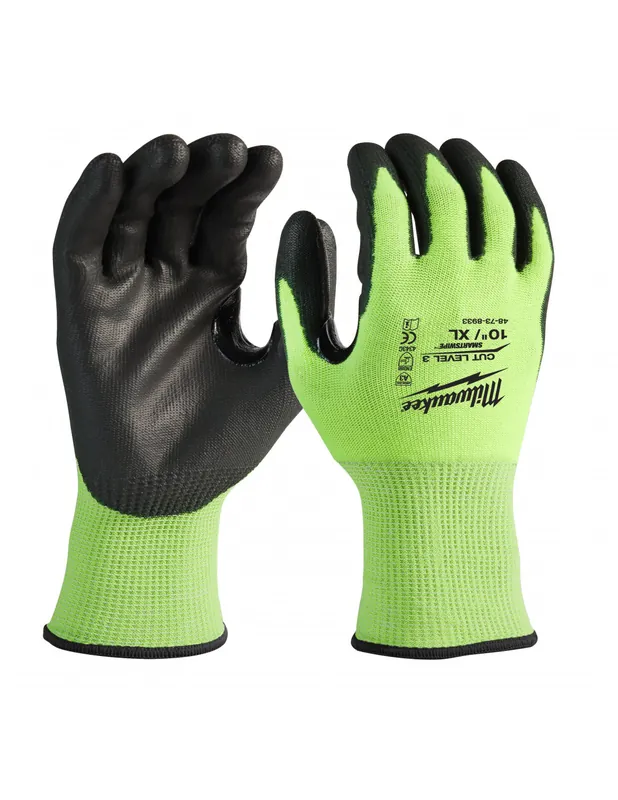 Gants anti-coupure haute visibilité Hi-Vis niveau 3 Taille 10/XL 4932478133 - Milwaukee