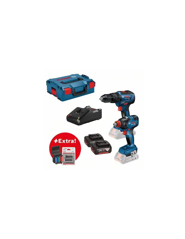 Pack 2 outils 18V 4.0Ah Visseuse à chocs + Perceuse-visseuse à percussion 0615990L7E - Bosch